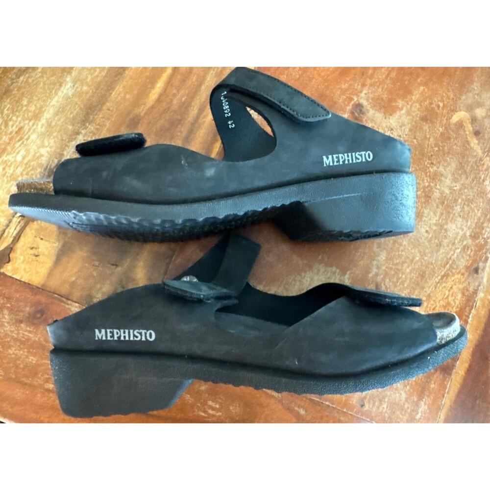 Mephisto Womens Size 42 Black Casual Wedge Sandals 1040892